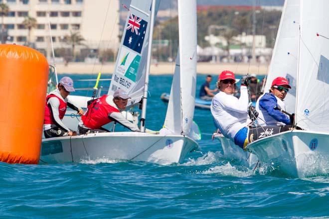 Mat Belcher and Will Ryan (AUS) during the 470 Men’s medal race © Thom Touw http://www.thomtouw.com